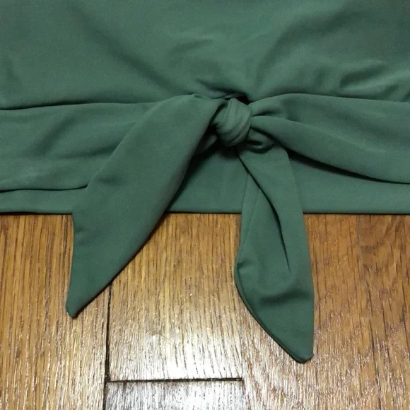 Knot Hem Sage Swimsuit Top by SHEIN, size Large - Picture 3 of 5